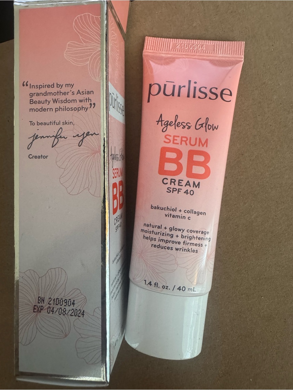 purlisse Ageless Glow Serum BB Cream SPF 40 - Pink and Coral Packaging